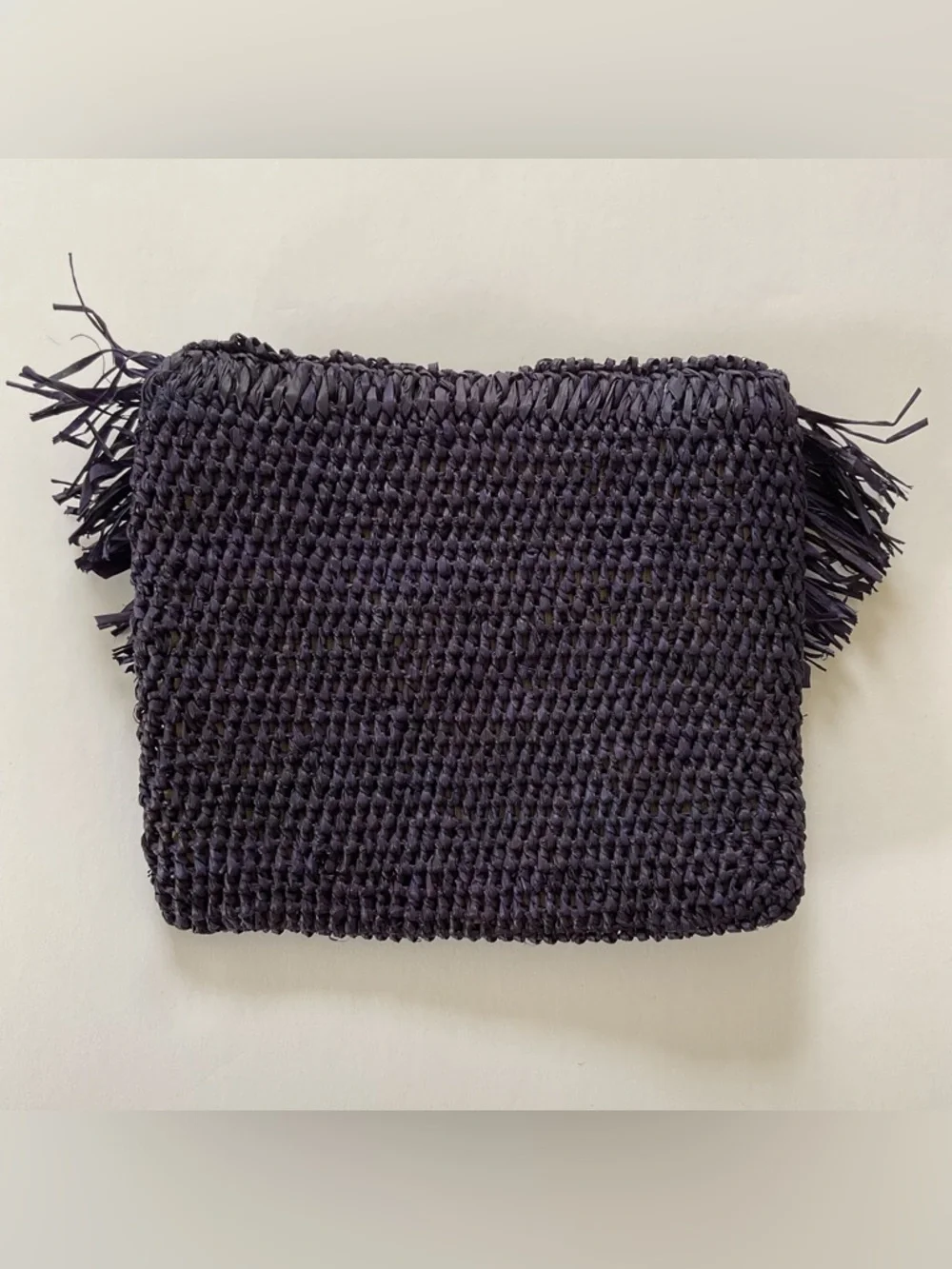 Mar Y Sol Mia Crochet Raffia Fringe Pouch